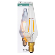LED-Filament-Lampe,<BR>SOFT GLOW,<BR>Diamant-Form, klar,<BR>E14/0,3W, 30 lm,<BR>2100K