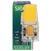 LED-Stiftsockellampe,<BR>ECOLUX,<BR>klar,<BR>G4/12V-AC/DC,<BR>2,3W (30W), 300 lm,<BR>2700K