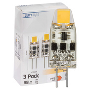 LED-Stiftsockellampe, 3er-Set,<BR>klar,<BR>G4/12V-AC/DC/1W (10W), 95 lm,<BR>2700K