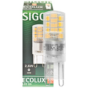 LED-Stiftsockellampe,<BR>ECOLUX,<BR>G9/2,6W (30W), 320 lm,<BR>2700K