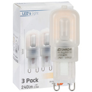 LED-Stiftsockellampe, 3er-Set,<BR>mattiert,<BR>G9/2,5W (24W), 240 lm,<BR>2700K