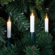 LED-Weihnachtsbaumkette,<BR>klar/elfenbein, 15 warmweie <BR>LEDs, mit Schaftkerzen