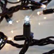 LED-Minilichterkette, <BR>FLASH, 50 LED/3,5W,<BR>2700K, L 5 m,<BR>schwarz
