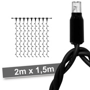 LED-Vorhang, <BR>380 LED/96W,<BR>2700K, L 2 m,<BR>schwarz
