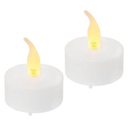 LED-Teelichter,<BR>je 1 flackernde orange LED,<BR>mit Timer,<BR>2er-Set