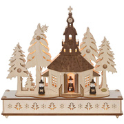 Weihnachtsleuchter,<BR>Seiffener Kirche im Wald mit Chor,<BR>7 x E10/34V/5W