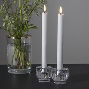 Echtwachs-Tafelkerze,<BR>FLAMME ANTIQUE,<BR>1 warmweie flackernde LED,<BR>2er-Set
