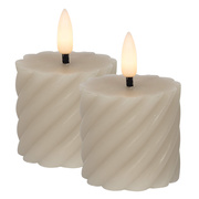 Echtwachskerze,<BR>FLAMME SWIRL VOTIVE,<BR>1 warmweie flackernde LED,<BR>2er-Set,<BR>H 70,  50
