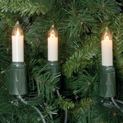 Weihnachtsbaumkette,<BR>klar/elfenbein,<BR>15 x E14/15V/7W,<BR>mit teilbarem Stecker, IP44