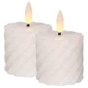 LED-Echtwachskerze,<BR>FLAMME SWIRL VOTIVE,<BR>1 warmweie flackernde LED,<BR>2er-Set,<BR>H 70,  50