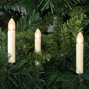 LED-Weihnachtsbaumketten, <BR>matt/wei, 15 warmweie LEDs,<BR>mit Topkerzen