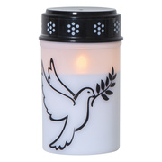 Grablicht,<BR>TAUBE,<BR>1 warmwei�e, flackernde LED