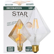 LED-Filament-Lampe,<BR>Spitzdiamant-Form, klar,<BR>E27/1,65W, 100 lm,<BR>2200K,<BR>H 165, B 115