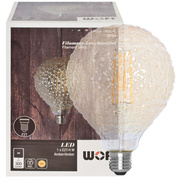 Deko-LED-Filament-Lampe,<BR>Globe/Noppen, bernstein, <BR>E27/4W, 300 lm,<BR>1800K