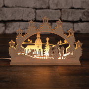 Weihnachtsleuchter,<BR>Premium line,<BR>Schlittenfahrt mit Schneemann,<BR>warmweie LEDs