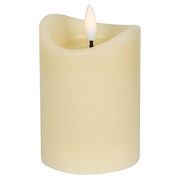 Echtwachskerze,<BR>1 warmweie LED,<BR>elfenbein