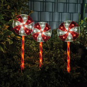 Erdspiee,<BR>Zuckerstangenlolly,<BR>60 warmweie LEDs,<BR>3er-Set