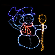 Lichtschlauchmotiv,<BR>winkender Schneemann,<BR>warmweie LEDs