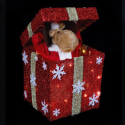 Rentier in Geschenkbox,<BR>mit Bewegungen und Musik,<BR>warmweie LEDs