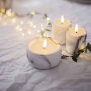Echtwachskerze,<BR>FLAMME MARBLE,<BR>1 warmweie flackernde LED,<BR>H 75,  100