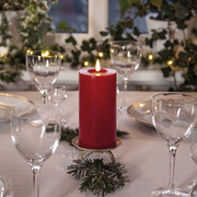 Echtwachskerze,<BR>FLAMME FLOW,<BR>1 warmweie flackernde LED,<BR>mit Wachsspiegeloptik,<BR>rot