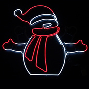 Lichtschlauchmotiv,<BR>winkender Schneemann,<BR>rote und weie LEDs