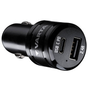 USB-Kfz-Lader,<BR>CAR CHARGER DUAL USB,<BR>1 x USB-C, 5V-DC/max. 3,0A,<BR>1 x USB-A, 5V-DC/max. 2,4A<BR>