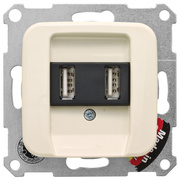 Kombi-Steckdose,<BR>2 x USB-Ausgang 5V/max. 1,4A,<BR>KLEIN SI,<BR>wei