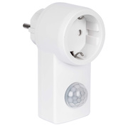 Steckdosenadapter mit Bewegungsmelder,<BR>1200W/LED300VA,<BR>Erfassungswinkel 120,<BR>Reichweite 1-10 m,<BR>wei