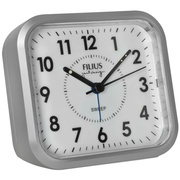 Wecker,<BR>mit Quarzuhrwerk,<BR>silber/wei�