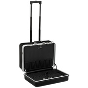 Hartschalen-Werkzeugkoffer,<BR>aus schlagfestem ABS-Material,<BR>mit Teleskopgriff und Rollen,<BR>ohne Werkzeug