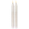 Echtwachs-Tafelkerze, FLAMME SWIRL ANTIQUE, 1 warmweie flackernde LED, 2er-Set, H 250,  23