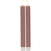 Echtwachs-Tafelkerze, FLAMME STRIPE, 1 warmwei�e flackernde LED, 2er-Set, H 250, � 21