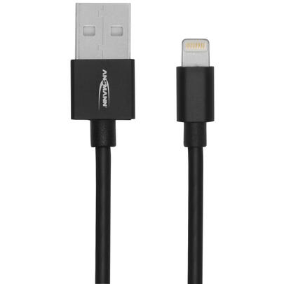 USB-Daten- und Ladekabel, USB-A auf Lightning (Apple), L 1,2 m, schwarz