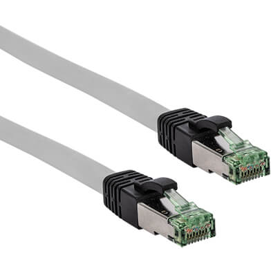 Patchkabel, Category 8.01, 2000 MHz (99,9 % OFC-Kupfer), doppelt geschirmt, grau 