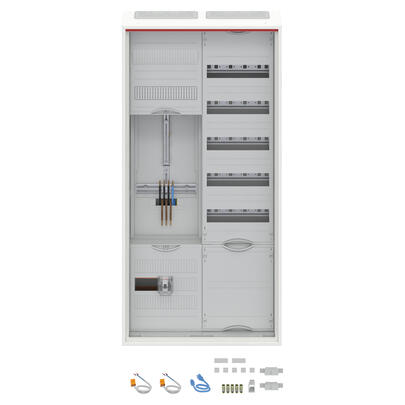 Zhlerschrank, TAB 2000, 1 x 3-Punkt Zhlerplatz, 1 x Verteilerfeld 5-reihig, mit APZ-Feld