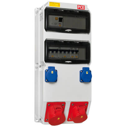 CEE-Steckdosenverteilung, STROBL, Ausgang: 2 x Schutzkontakt-Steckdosen, 1 x 32A CEE, 1 x 16A CEE