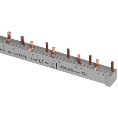 Phasenschiene fr Brandschutzschalter AFDD, 16 mm, 4-polig, Stift-Ausfhrung, fr 1 FI 4-polig und 4 AFDD mit LS