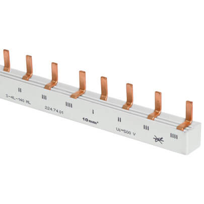 MINILINE-SYSTEM, Steg-Phasenschiene, 10 mm, 4-polig, L-Form, fr 2 4-pol. FI-Schalter