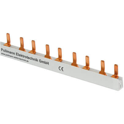 Steg-Phasenschiene, 10 mm, 2-polig, L-Form, fr 6 FI+FI/LS-Schalter