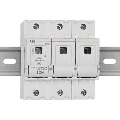 Sicherungslasttrennschalter  fr D01 &  D02-Schmelzeinstze,  2A bis 63A, 3-polig
