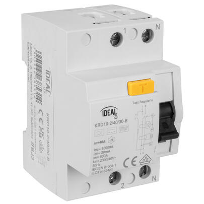 allstromsensitiver FI-Schutzschalter, 2-polig, 40A/0,03, Typ B, 3 TE