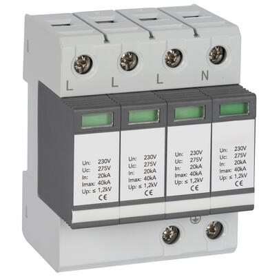 berspannungsschutz, TRS20C/4p, Typ 2 (C), 3-polig+N/PE, 4 TE