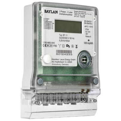 Stromzhler, fr Drehstrom, dreiphasig 3 x 230V-AC, (0,25-5) 100A, mit LCD-Zhlwerk, MID-Konformittserklrung