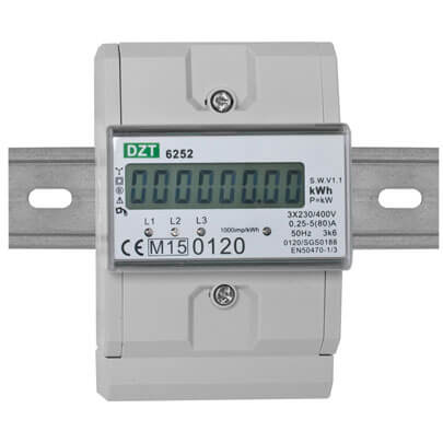 Stromzhler, fr Drehstrom, dreiphasig, 3 x 230V/(5)80A, mit LCD-Zhlwerk, MID Konformittserklrung