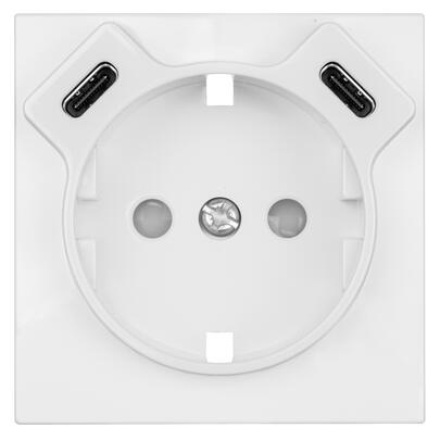 Zentralplatte, f�r Schutzkontaktsteckdose, 2 x USB-C, mit Ber�hrungsschutz, LOGUS 90, signalwei�