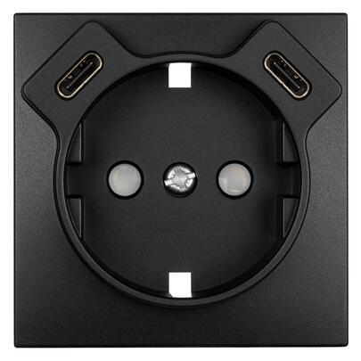 Zentralplatte, f�r Schutzkontaktsteckdose, 2 x USB-C, mit Ber�hrungsschutz, LOGUS 90, schwarz/matt