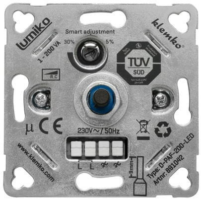 Druck-/Wechsel- Dimmereinsatz,  1-200W und LED, Phasenabschnitt