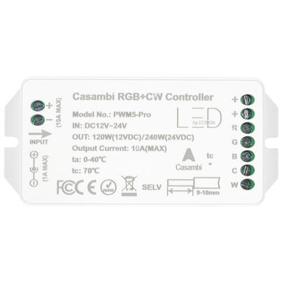 Bluetooth RGB und RGB/CW(CCT)-Steuerung, PWM5-Pro, 5-Kanal, PWM-Dimmer
