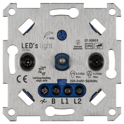 Druck-/Wechsel- UP-Dimmereinsatz, 3 - 250VA oder LED 3 - 225W, Phasenab- und anschnitt